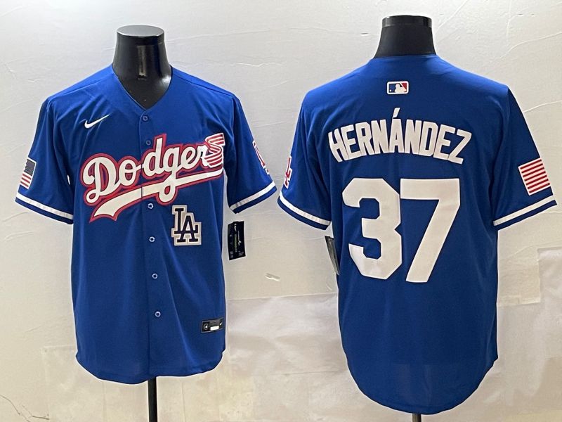 Men Los Angeles Dodgers #37 Hernandez Blue Second generation Joint Name Nike 2025 MLB Jersey style 10->los angeles dodgers->MLB Jersey